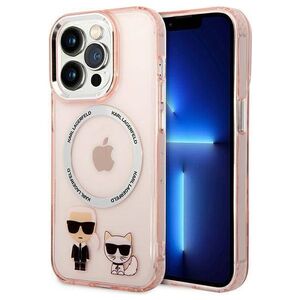 Original Case IPHONE 14 PRO Karl Lagerfeld Hardcase Karl & Choupette Aluminium Magsafe (KLHMP14LHKCP) pink 3666339087340