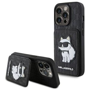 Original Case APPLE IPHONE 15 PRO Karl Lagerfeld Hardcase Saffiano Cardslots and Stand Monogram Choupette (KLHCP15LSAKCNSCK) black 3666339169619