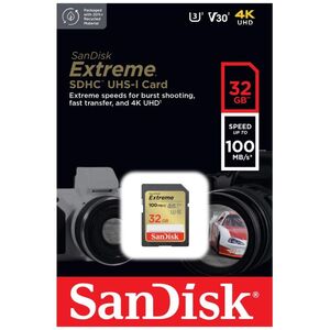 SanDisk memory card Extreme SDHC 32GB 100/60MB/s C10 V30 UHS-I U3 619659188924