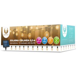 Solar Garland 5,5m +10 LED bulbs filament gold E12 G40 IP44 5900495070883
