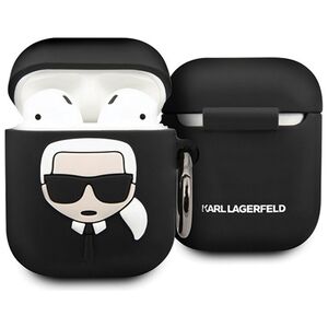 Karl Lagerfeld case for AirPods KLACCSILKHBK black Silicone Iconic 3700740463789