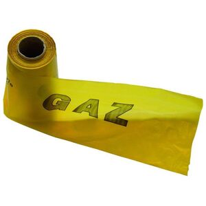 Weba taśma ostrzegawcza 20 żółta z wkładką metalową i nadrukiem "gaz" 100mb (50-01-0000-69)