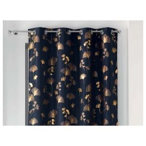 Douceur d`Interieur ZASŁONA BLOOMY - NIEBIESKA + ZŁOTY 140x260