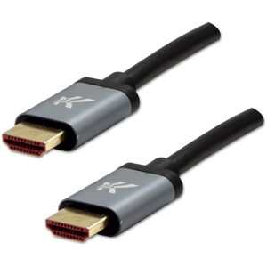 Video Kabel HDMI M - HDMI M, HDMI 2.1 - Ultra High Speed, 1m, pozłacane złącza, aluminiowa obudowa,, szary, Logo 8K@60Hz, 48Gb/s