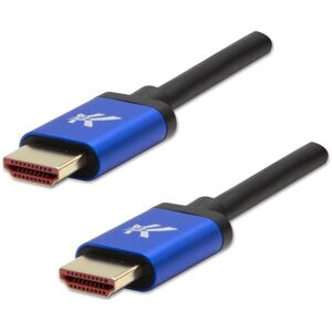 Video Kabel HDMI M - HDMI M, HDMI 2.1 - Ultra High Speed, 1m, pozłacane złącza, aluminiowa obudowa,, niebieski, Logo 8K@60Hz, 48Gb