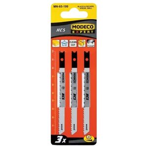 Modeco Brzeszczoty do wyrzynarek z uchwytem typu U 100mm PCV i drewno ząb odwrócony 3szt. - MN-65-200