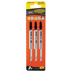Modeco Brzeszczoty do wyrzynarek typu T 76x1,4mm cięcie krzywolinowe drewna i PCV 3szt. - MN-65-187