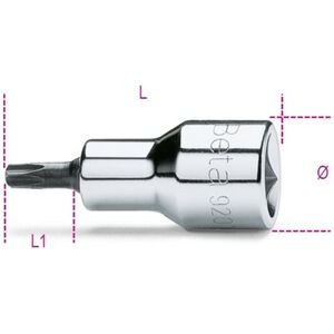 BETA Nasadka trzpieniowa 1/2" do śrub z gniazdem TORX T20 58 mm, 920TX Beta