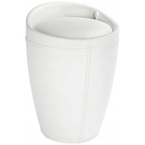 Wenko Skórzana pufa CANDY WHITE - kosz na pranie, 2 w 1, WENKO