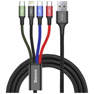 Baseus Braided USB to Lightning / 2x Type-C / micro USB Cable Πολύχρωμο 1.2m (CA1T4-B01) (BASCA1T4B01) έως 12 άτοκες Δόσεις