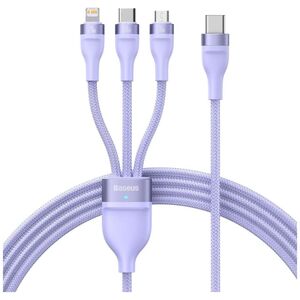 Baseus 3in1 USB cable Flash Series 2, USB-C + micro USB + Lightning, 100W, 1.5m (purple) (CASS030205) (BASCASS030205) έως 12 άτοκες Δόσεις