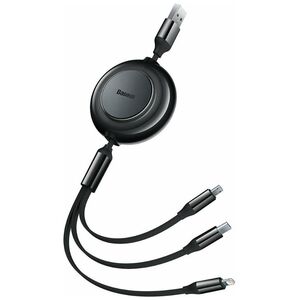 Baseus Bright Mirror 2 Flat / Retractable USB to Type-C / micro USB / Lightning Cable 3.5A Μαύρο 1.1m  (CAMJ010001) (BASCAMJ010001) έως 12 άτοκες Δόσεις