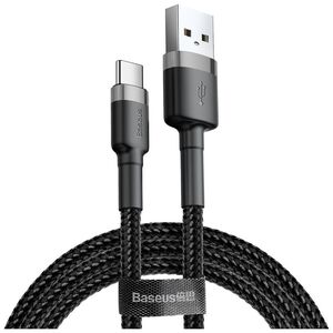 Baseus Cafule Braided USB 2.0 Cable USB-C male - USB-A male Μαύρο 0.5m (CATKLF-AG1) (BASCATKLFAG1) έως 12 άτοκες Δόσεις