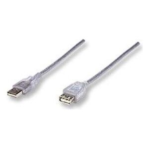 Kabel USB Manhattan USB-A - USB-A 1.8 m Srebrny (336314)