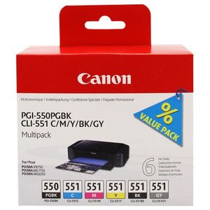 Tusz Canon tusze PGI-550/CLI-551 / 6496B005 (cyan, magenta, yellow, black, gray)