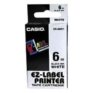 Casio Taśma XR-6WE1, czarny druk/biały podkład, nielaminowany, 8m, 6mm