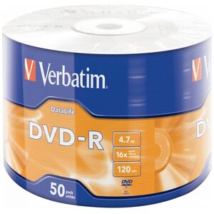 Verbatim DVD-R VERBATIM 4.7GB X16 DATALIFE MATT SILVER WRAP (50 SPINDLE) - 43791