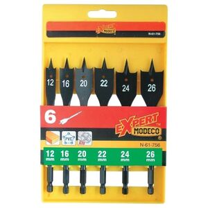Wiertło Modeco łopatkowe 12 16 18 20 22 24 26mm zestaw (MN61756)