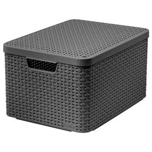 Curver Koszyk z pokrywą Rattan Style S ciemny szary