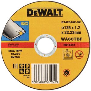 Dewalt Tarcza do cięcia stali nierdzewnej 125x1.2x22.2 płaska (DT42340Z-QZ)