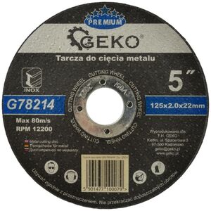 Geko Tarcza do cięcia metalu GEKO PREMIUM 125x2 Inox (10/50/200)