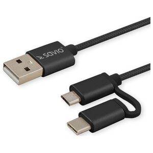 Kabel USB Savio USB-A - 1 m Czarny (CL-128)