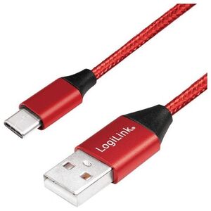 Kabel USB LogiLink USB-A - USB-C 1 m Czerwony (CU0148)