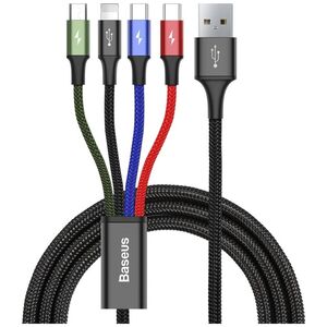 Kabel USB Baseus USB-A - 2x USB-C + Lightning + microUSB 1.2 m Czarny (CA1T4-B01)