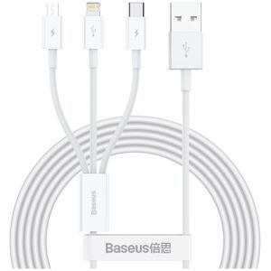 Kabel USB Baseus USB-A - USB-C + microUSB + Lightning 1.5 m Biały (CAMLTYS-02)