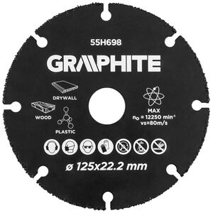 Graphite TARCZA TNĄCA HM DO DREWNA I TWORZYW SZTUCZNYCH 125 X 22.2 MM 55H698 GRAPHITE