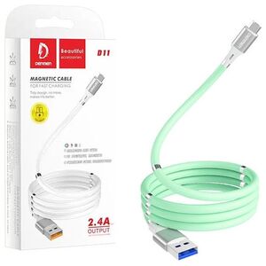 Kabel USB Denmen USB-A - USB-C 1 m Miętowy (29366)