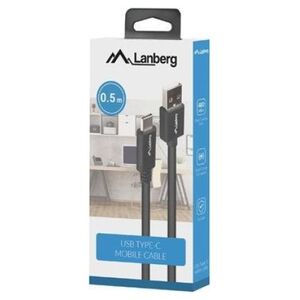 Kabel USB Lanberg USB-A - USB-C 0.5 m Czarny (CA-USBO-15CU-0005-BK)