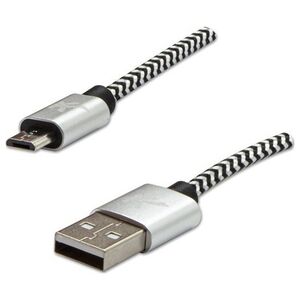 Kabel USB Logo USB-A - microUSB 1 m Biało-czarny