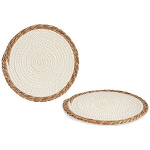 Bigbuy Home Podkładki na stół Biały Brązowy Naturalne Włókno ( 30 cm)