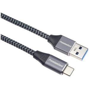 Kabel USB PremiumCord USB-A - USB-C 1 m Czarno-szary (ku31cs1)