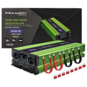 Przetwornica Qoltec Przetwornica napięcia Monolith | ładowanie baterii | UPS | 3000W | 6000W | 12V na 230V | Czysty Sinus | LCD