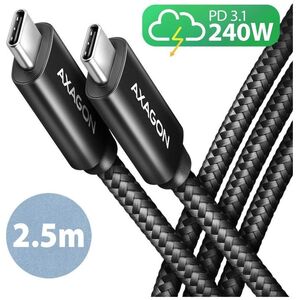 Kabel USB Axagon USB-C - USB-C 2.5 m Czarny (BUCM2-CM25AB)