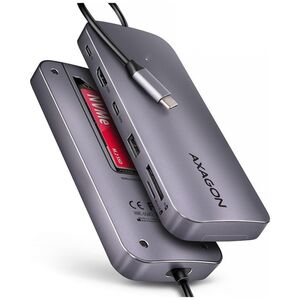 HUB USB Axagon HUB HMC-6GM2 USB 6 in1 10Gbps hub, USB-A, USB-C, HDMI, M.2, SD/ mSD, PD 100W, USB-C