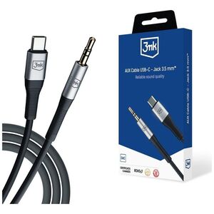 Kabel USB 3MK USB-C - mini Jack 3.5 mm Czarno-srebrny (AUX USB-C - Jack 3,5 mm)