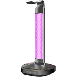 PREYON Stojak na słuchawki Heron Beak RGB, ładowarka, hub USB (PHB41B)