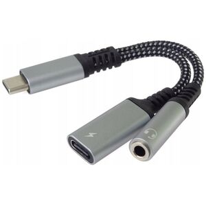 Adapter USB PremiumCord PremiumCord Redukce USB-C /3,5mm jack s DAC chipem + USB-C pro nabíjení 13cm