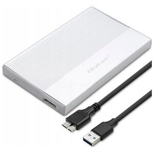 Kieszeń Qoltec Obudowa | Kieszeń na dysk SSD HDD 2.5 cala| SATA | USB 3.0 | Super speed 5Gb/s | 2TB | Srebrna