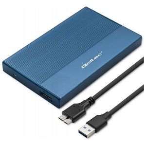 Kieszeń Qoltec Obudowa | Kieszeń na dysk SSD HDD 2.5' | SATA | USB 3.0 | Super speed 5Gb/s | 2TB | Niebieskia
