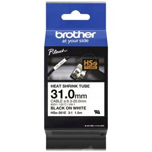 Brother Brother HSe-261E Schrumpfschlauch schwarz auf weiß (31 mm)
