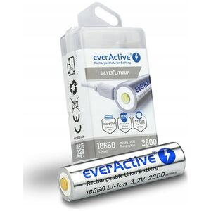 EverActive Akumulator everActive 18650 3,7V Li-ion 2600mAh micro USB z zabezpieczeniem BOX