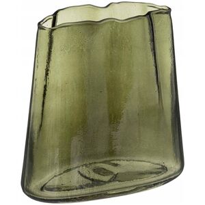 Atmosphera Wazon na kwiaty z zielonego szkła, nieregularna forma, 20 cm