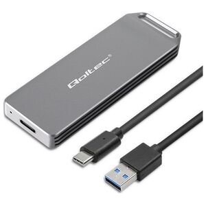 Kieszeń Qoltec Mini obudowa na dysk M.2 SSD | NVMe | PCIe | USB3.1 | Super speed10Gb/s | 2TB | Srebrna