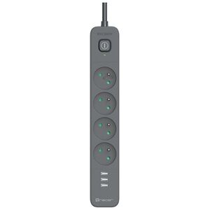 Listwa zasilająca Tracer Tracer Power Line+ 1,5 m 4 gniazd + USB-A grafitowy
