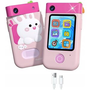Aparat cyfrowy Xrec Aparat Cyfrowy 48mp Kamera 1080p Dla Dziecka Gry Latarka Mp3 Budzik Telefon / Bls-i9 / Różowy Królik