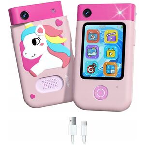 Aparat cyfrowy Xrec Aparat Cyfrowy 48mp Kamera 1080p Dla Dziecka Gry Latarka Mp3 Budzik Telefon / Bls-i9 / Różowy Jednorożec